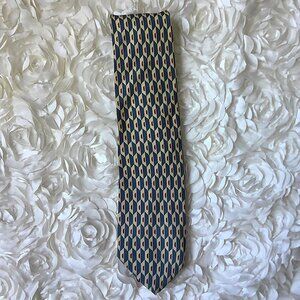 Enzo Bertazzio Men's 100% Silk Tie Hand Made in Italy Blue Red Beige 59" EUC